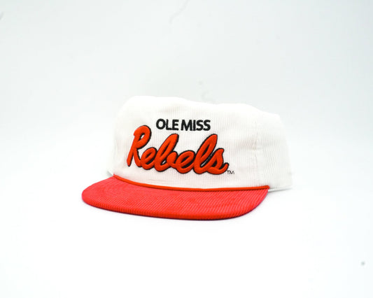 Corduroy White Ole Miss Cursive Rebels